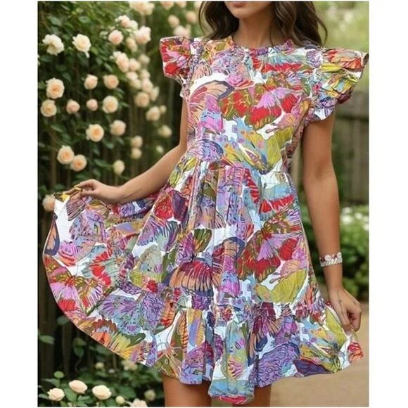 Caroline Constas Dress Papillon Butterfly Flutter Sleeve Mini Women's Size M NWT - Picture 1 of 9